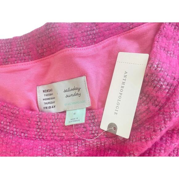 SATURDAY SUNDAY ANTHROPOLOGIE TUNIC DRESS LYLA COZY PINK BALLOON SLEEVE SZ M NWT - Picture 7 of 16